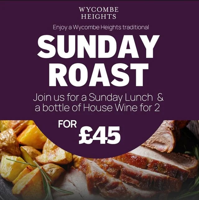 The time has finally arrived! Cold weather means a good Sunday roast. Come down to Wycombe Heights from Sunday 2nd November and enjoy an amazing roast dinner with a bottle of house wine to share, for only £45 🍷🥂#autumnweather #roastdinner #wycombeheightsgolfcentre #wycombe #loudwater #buckinghamshire #hazlemere #beaconsfield